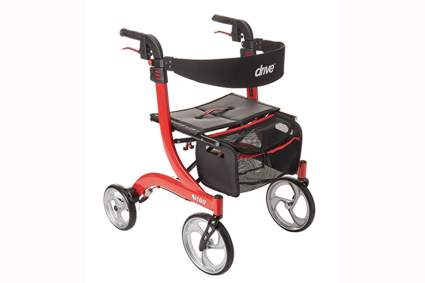 european style red rollator walker