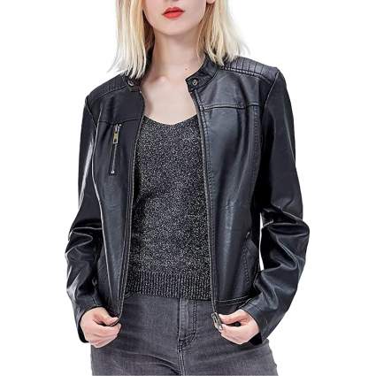 faux leather jacket