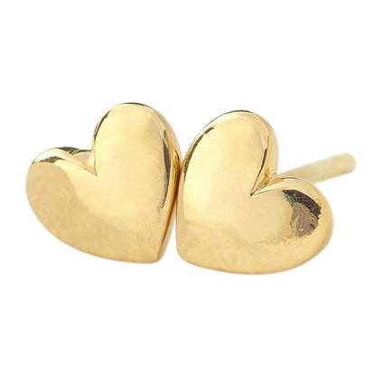 gold plated heart stud earrings