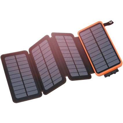 orange four-panel solar charger