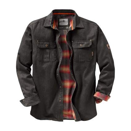 Legendary Whitetails black shirt jack with plaid interior