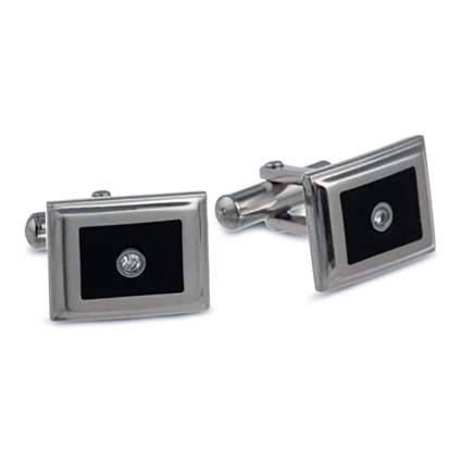 stainless steel and diamond cufflinks