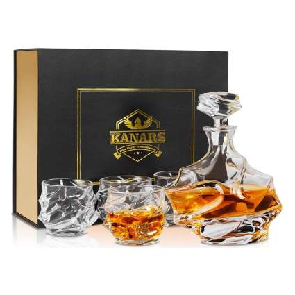 whiskey decanter and glasses