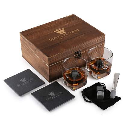 whiskey stones set with rocks glasses